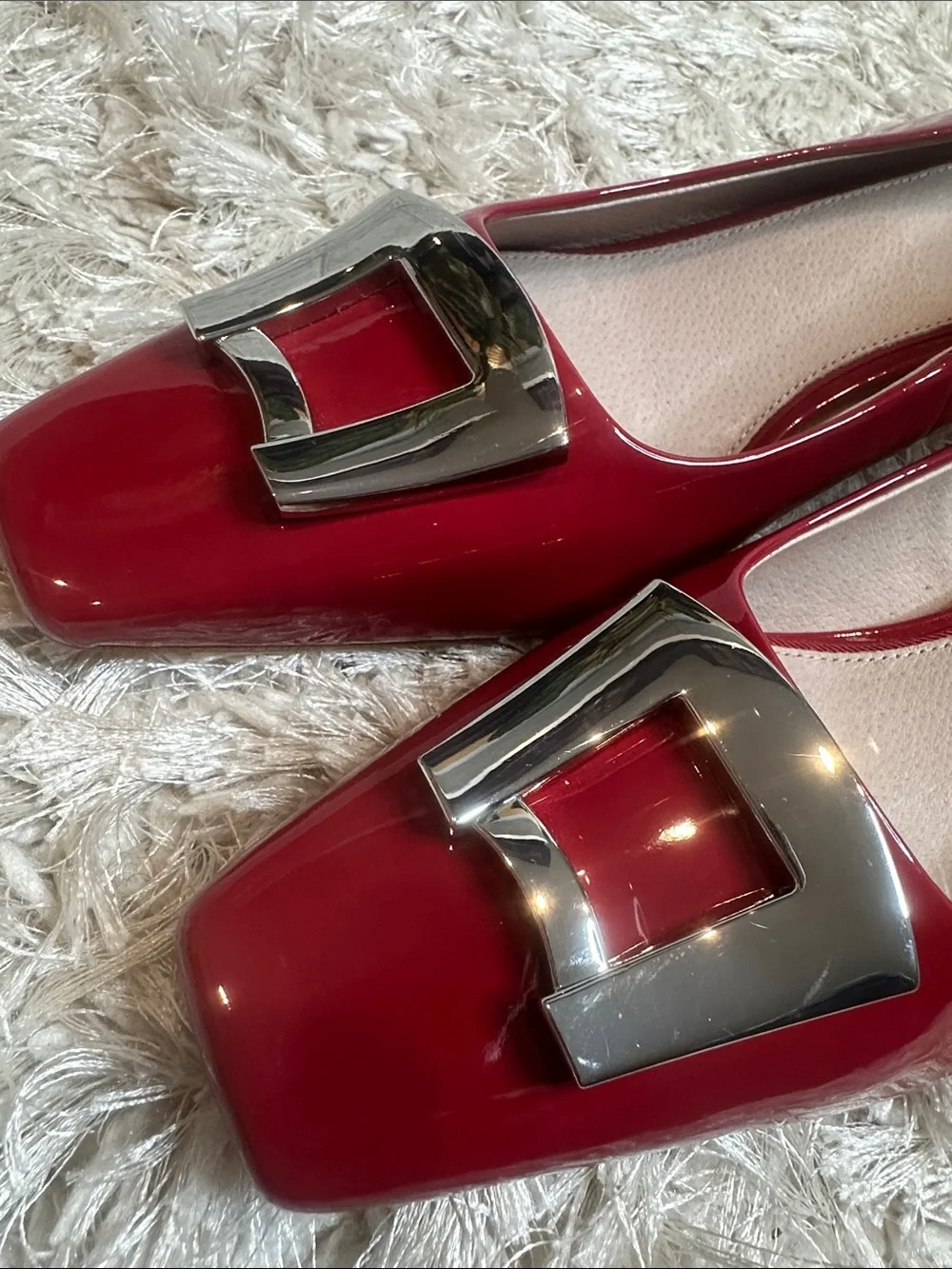 ๐NWOB Lilly Sisto by Gianni Bini Red Patent Square-Toe with Silver Buckle, 11M - Picture 10 of 13